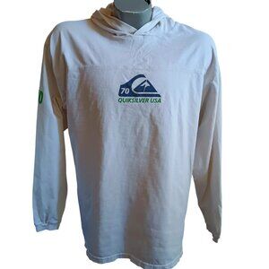 Large Quiksilver USA White Hoodie T-shirt 100% Cotton Y2K Mexico Skater